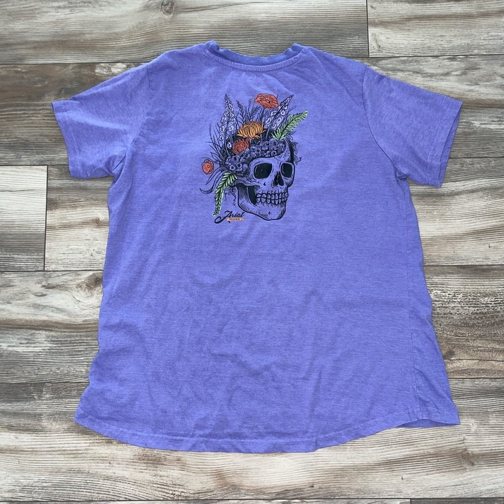 Ariat Rebar XL Women's Purp Skull Floral Work Short Sleeve Cotton Teeshirt